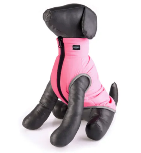 Rogz Dog Jacket, Puffer Skin Large - Модерно яке за кучета, дължина на якето 40 см/гръдна обиколка -60см/вратна 39 см.- розово 1
