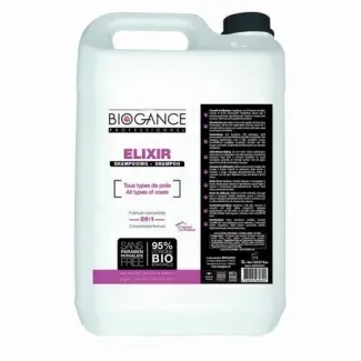 Biogance Elixir Pro - Универсален шампоан за кучета с алое вера,нежно почиства, укрепва козината и улеснява разплитането на козина, 5л
