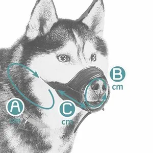 Ferplast Muzzle Safe Medium Black - Регулируем намордник за средни кучета като порода хъски и доберман, A: 46÷80 см - B: 20÷25 см - C: 12 см.- черен 3