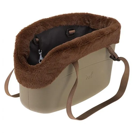 Ferplast With Me - Луксозна водоустойчива транспортна чанта с мека подплата за кучета до 8 кг. 21,5 x 43,5 x h 27 см. - кафява