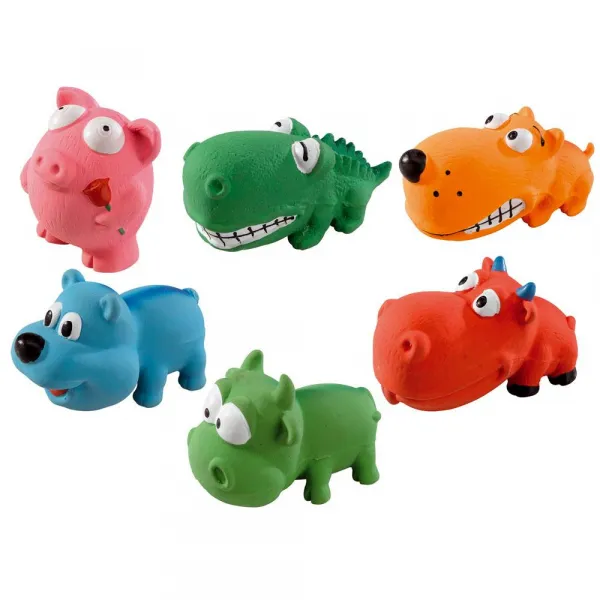 Ferplast Funny Animal - Забавна кучешка играчка под формата на различни цветни форми на животни, 9 см.