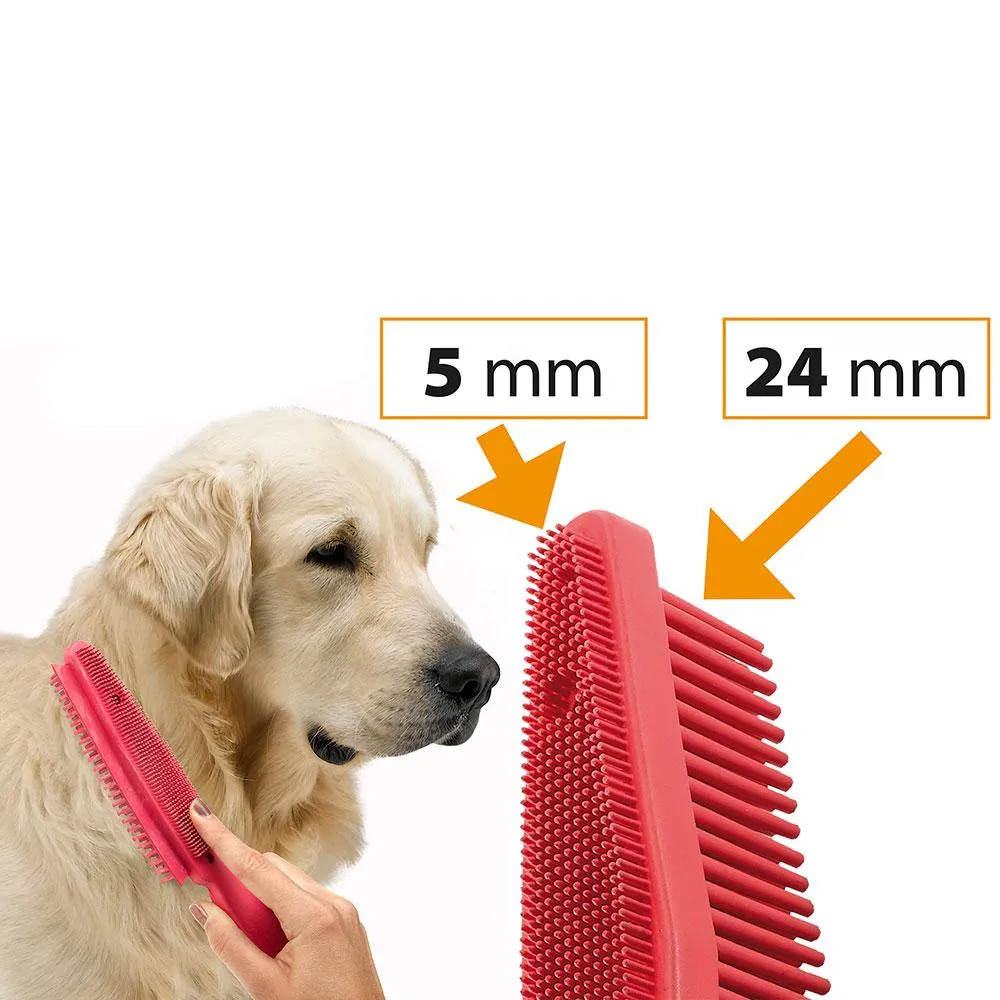 Ferplast Dog Brush - Двойна четка за кучета за премахване на мъртва козина, 4 x 4 x h 27 см. 2