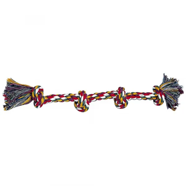 Ferplast Dog toy - Кучешка играчка за дъвчене и дърпане от памук - въже с четери възела, Ø 2,5 x 52 см.