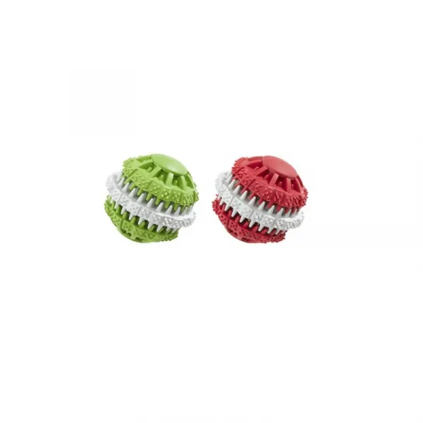 Ferplast PA 6584 Rubber Ball for teeth - Дентална играчка за дъвчене за кучета, 6 см. /червена, зелена/ 1 брой