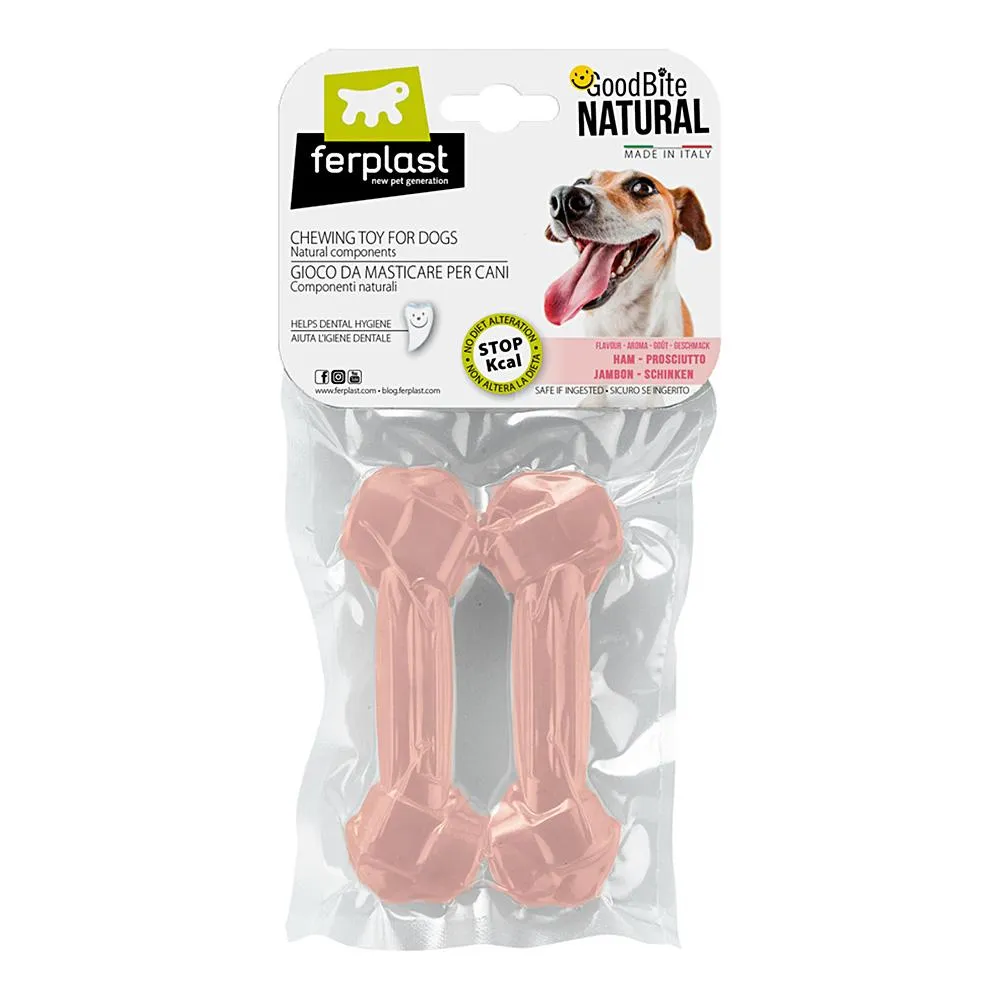 Ferplast GoodBite Natural Medium - Лакомство за кучета - кокал за дъвчене от царевично нишесте с вкус на пилешко , 13,5 x 4,4 x h 2,1 -2 х 70 гр.