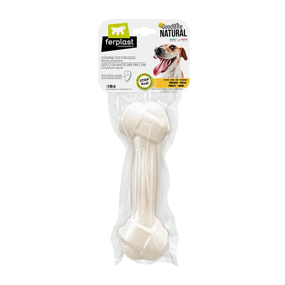 Ferplast GoodBite Natural Large - Лакомство за кучета - кокал за дъвчене от царевично нишесте с вкус на пилешко , 1 брой- 17 см.