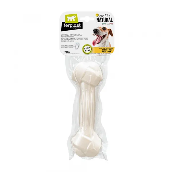 Ferplast GoodBite Natural Large - Лакомство за кучета - кокал за дъвчене от царевично нишесте с вкус на пилешко , 1 брой- 17 см.