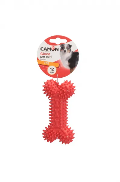 Camon bone dog toy - Забавна играчка за кучета - гумен кокал с шипове масажиращи венците, 12 см.
