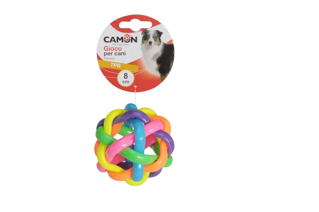 Camon Dog toy - Забавна и цветна играчка под формата на топка от възли, 8 см. 2