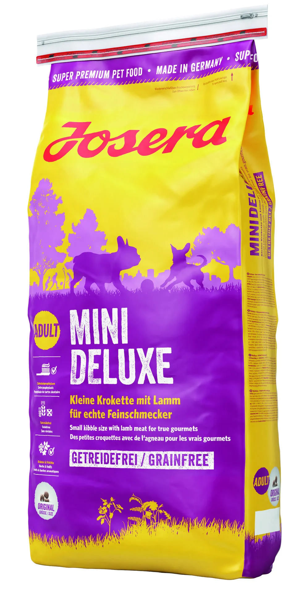 Josera Dog Mini Deluxe - Пълноценна суха храна за израснали кучета от малки породи с агнешко месо и картофи, 900 гр.