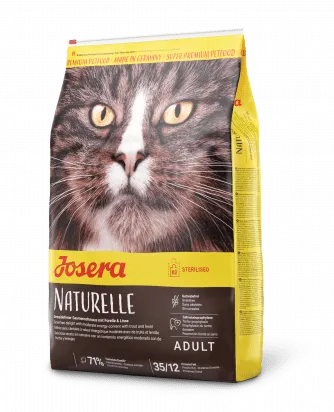 Josera Cat Naturelle - Пълноценна суха храна за кастрирани котки, без зърнени храни, с леща и пъстърва, 10 кг.