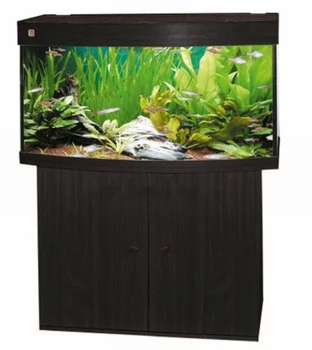 Woha NEGRO - Оборудван аквариум с извито панорамно стъкло и рамка на основата - цвят черен - 101 л. 