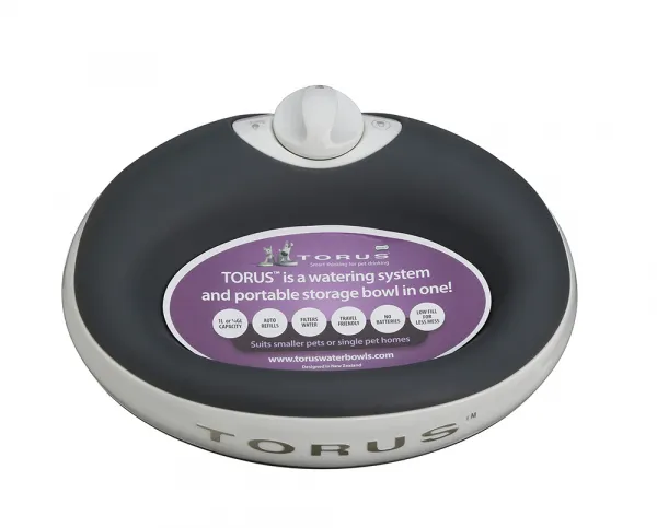 Torus - Иновативна автоматична поилка за кучета, котки и други домашни любимци с филтър, 1 литър, тъмно сива 1