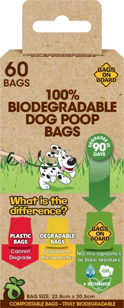 Bags on Board  - Биоразградими торбички за кучешки отпадъци, 4 х 15 броя