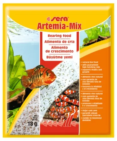 Sera Artemia-Mix е жива храна за водни животни в сладка и солена вода, 18 гр.