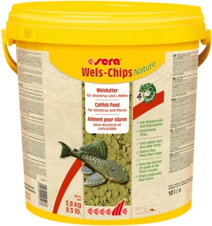 Sera Wels-Chips Nature - Храна за придънни рибки с върба и елша, 3.8 кг.