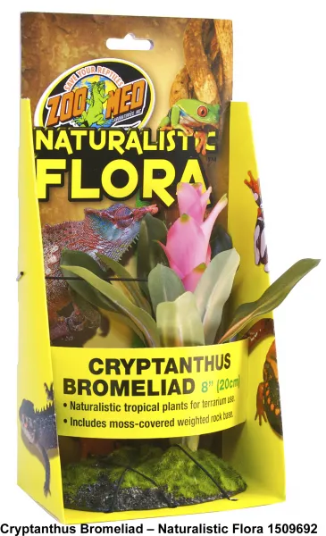ZooMed Naturalistic Flora™ Cryptаnihus Bromeliad - Декоративно растение за терариум с тежка основа, 20 см.