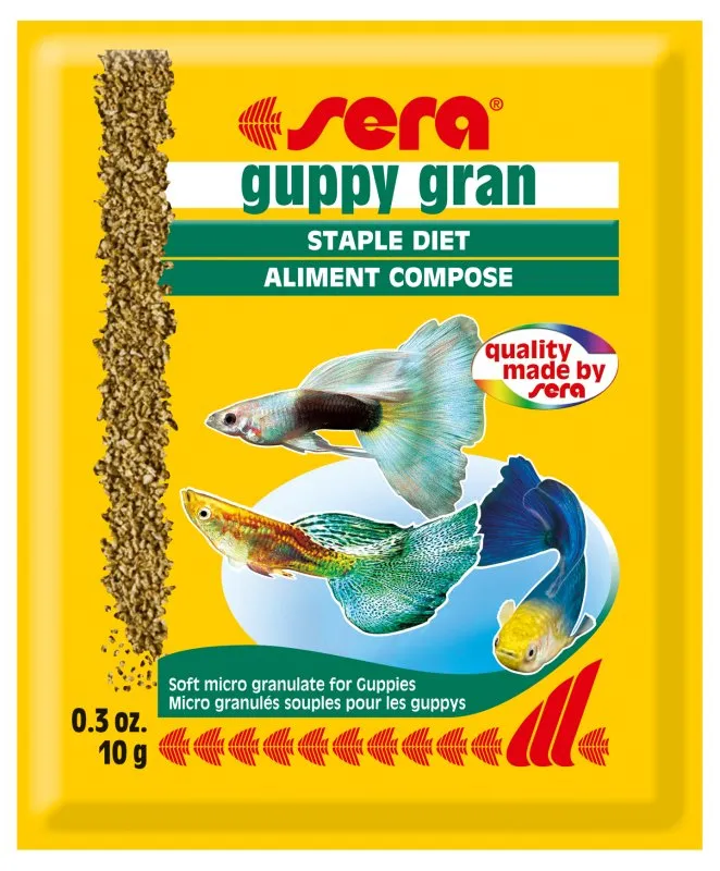 Sera Guppy Gran - Гранулирана храна за гупи и други дребни рибки, 10 гр.