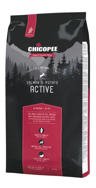 Chicopee Holistic Nature Active Salmon & Potato- Пълноценна суха храна за активни кучета със сьомга и картофи 2 кг.