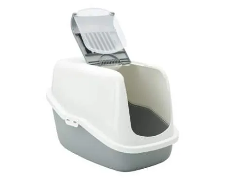 Savic Nestor - Затворена котешка тоалетна с филтър,56х39х38.5, бяло/сиво 2
