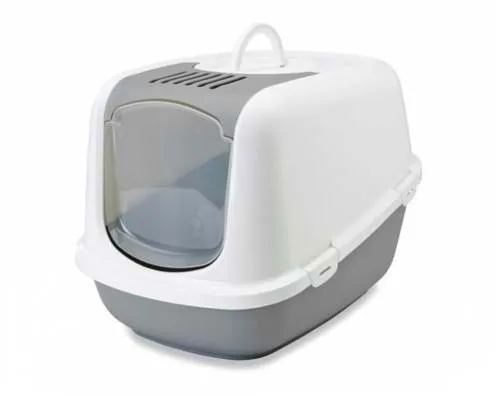 Savic Nestor Jumbo - Закрита тоалетна за котки с филтър, 66,5 cм x 48,5 см x 46,5 cм./бяло сива/ 1