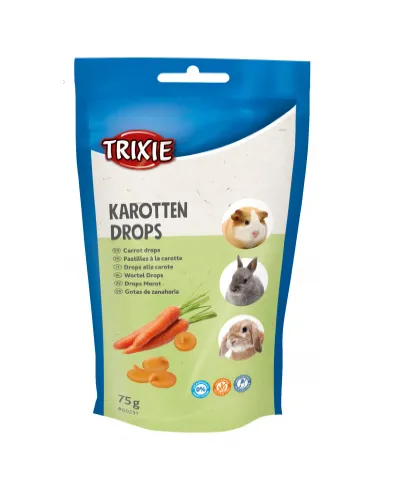 Trixie Carrot Drops Small Animals - Вкусно лакомство за гризачи - с моркови и витамини, 75 гр.
