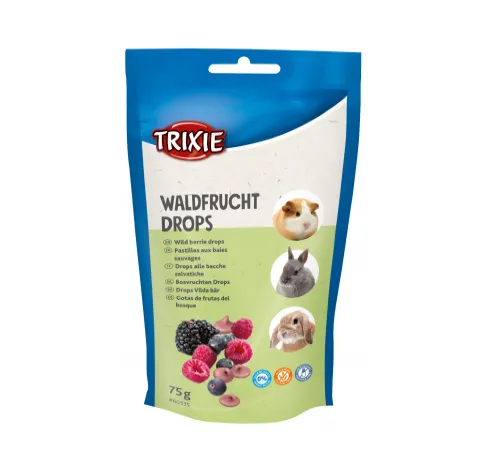 Trixie Wild berry Drops Small Animals - Вкусно лакомство за гризачи - с горски плодове и витамини, 75 гр.