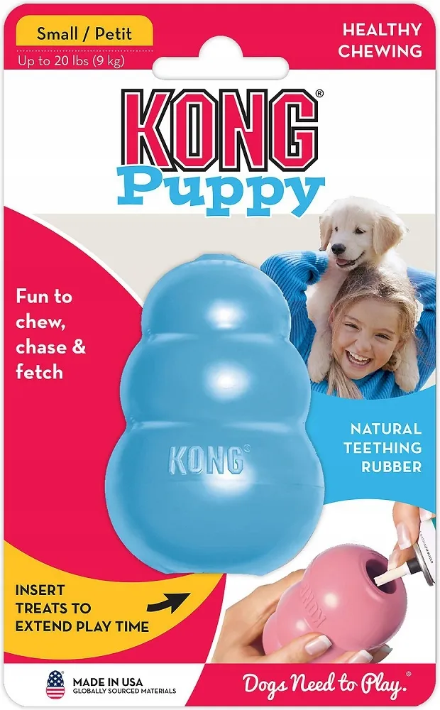 Kong Puppy Large - Гумена играчка за дъвчене с пространство за лакомство , за подрастващи кучета от едри породи, успокояващ венците ,10.5 см. 1