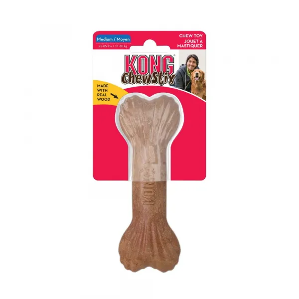 Kong ChewStix Bone Medium - Кучешка играчка за дъвчене - кокал с аромат на бекон 1