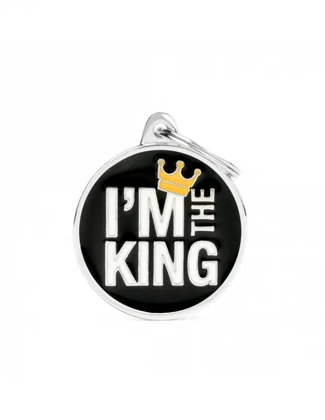 My Family ID Tag Big Circle - Адресник за кучета с надпис I'm The King, 3.2 см.