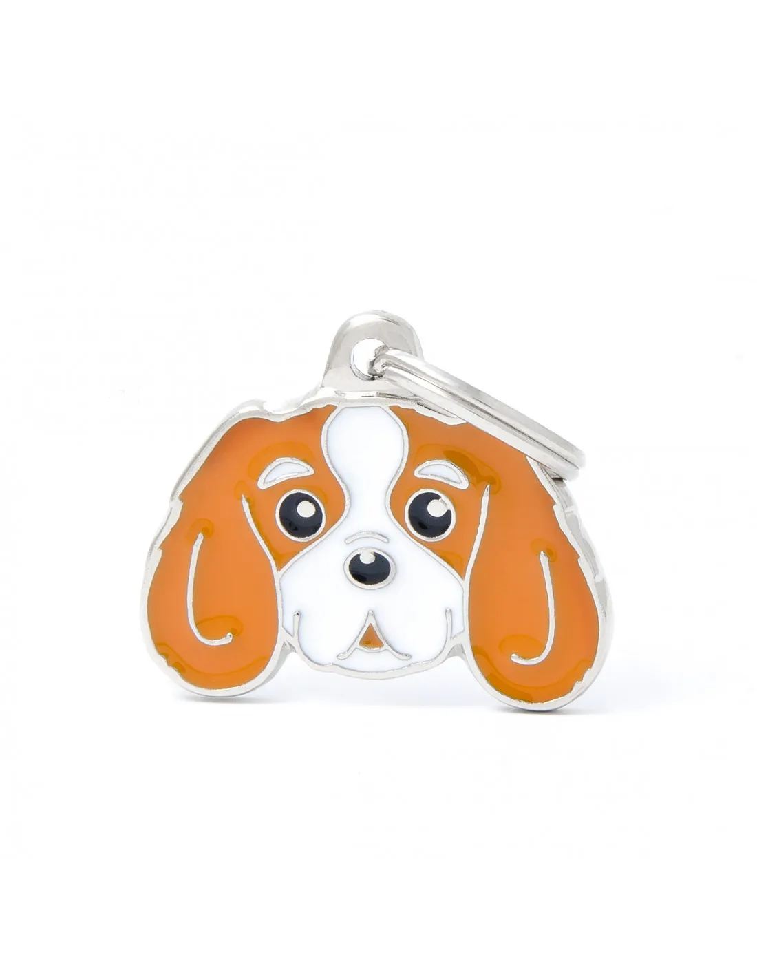 My Family Tricolour Cavalier King ID Dog Tag - Кучешки адресник - порода Кавалер Кинг Чарлз Шпаньол - оранжев