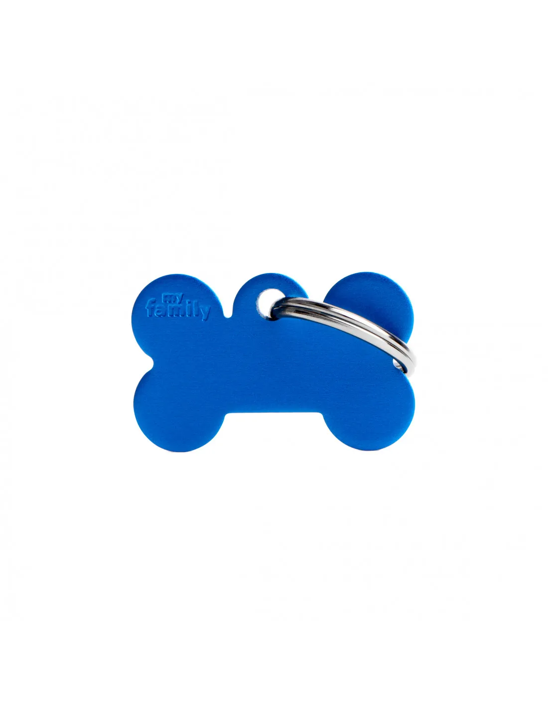 My Family Small Bone blue in Aluminum - Алуминиев медальон адресник за кучета във форма на кокал - син