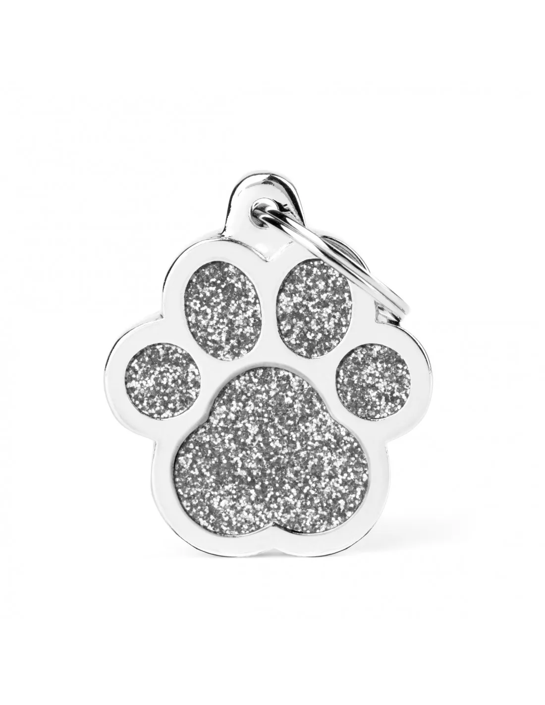 My Family Big Paw Id Tag - Елегантен кучешки адресник медальон във форма на лапа - сив
