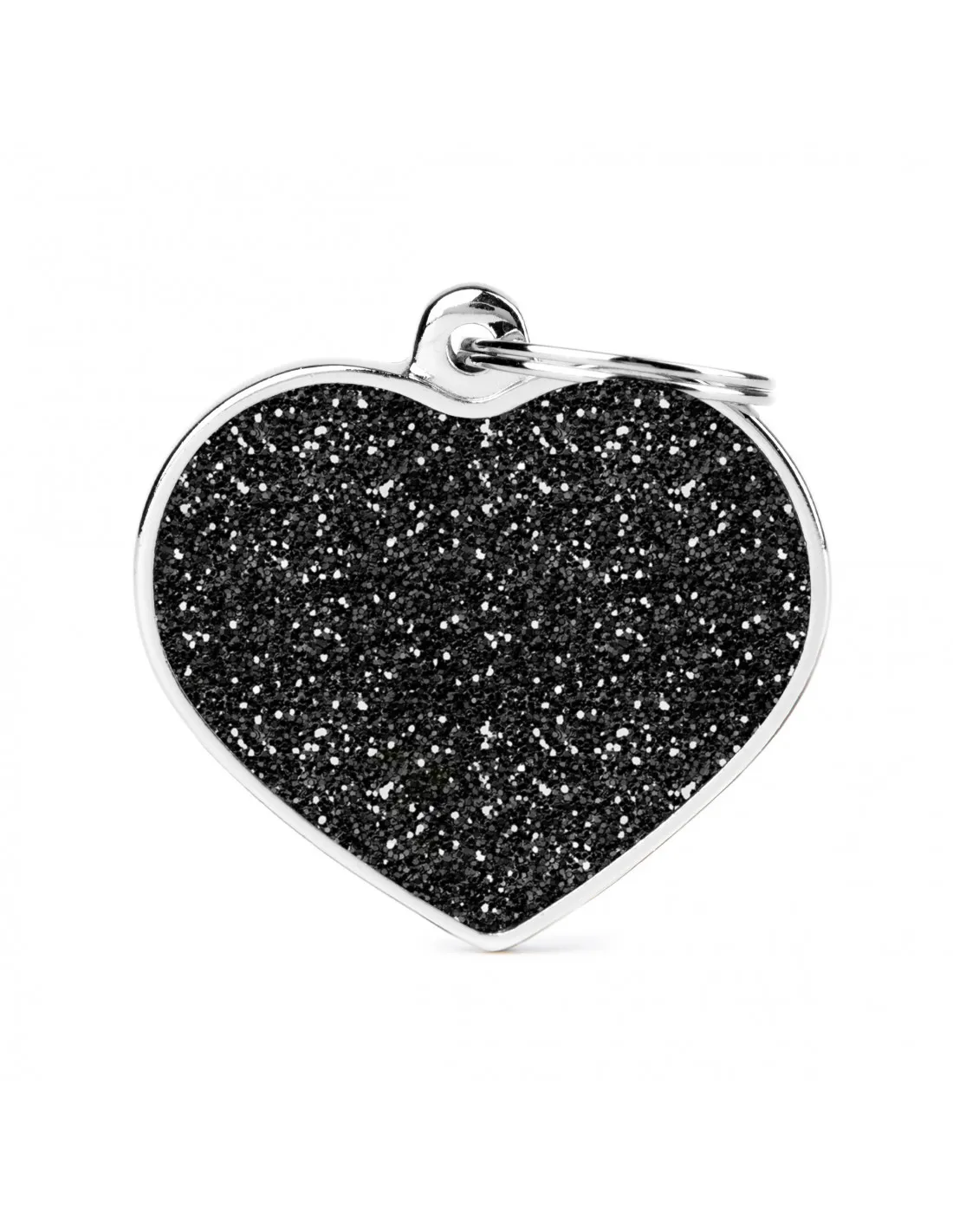 My Family Heart Id Tag - Елегантен кучешки адресник медальон във форма на сърце - черен