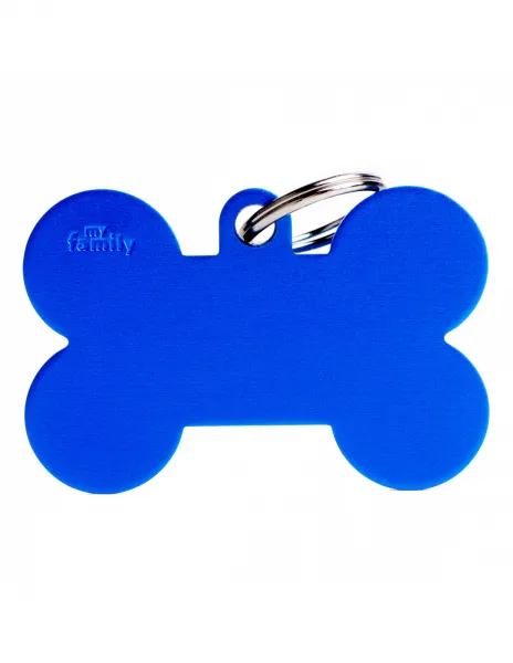 My Family Id Tag - Елегантен кучешки алуминиев адресник медальон във форма на кокал - син