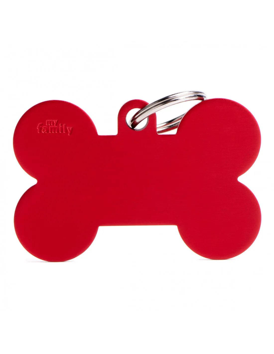 My Family Id Tag XL - Елегантен кучешки алуминиев адресник медальон във форма на кокал - червен
