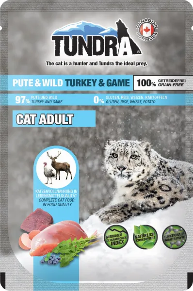 Tundra Adult Turkey and Game - Премиум пауч за израснали котки,без зърно, с пуешко месо и дивеч, 85 гр. /4 броя