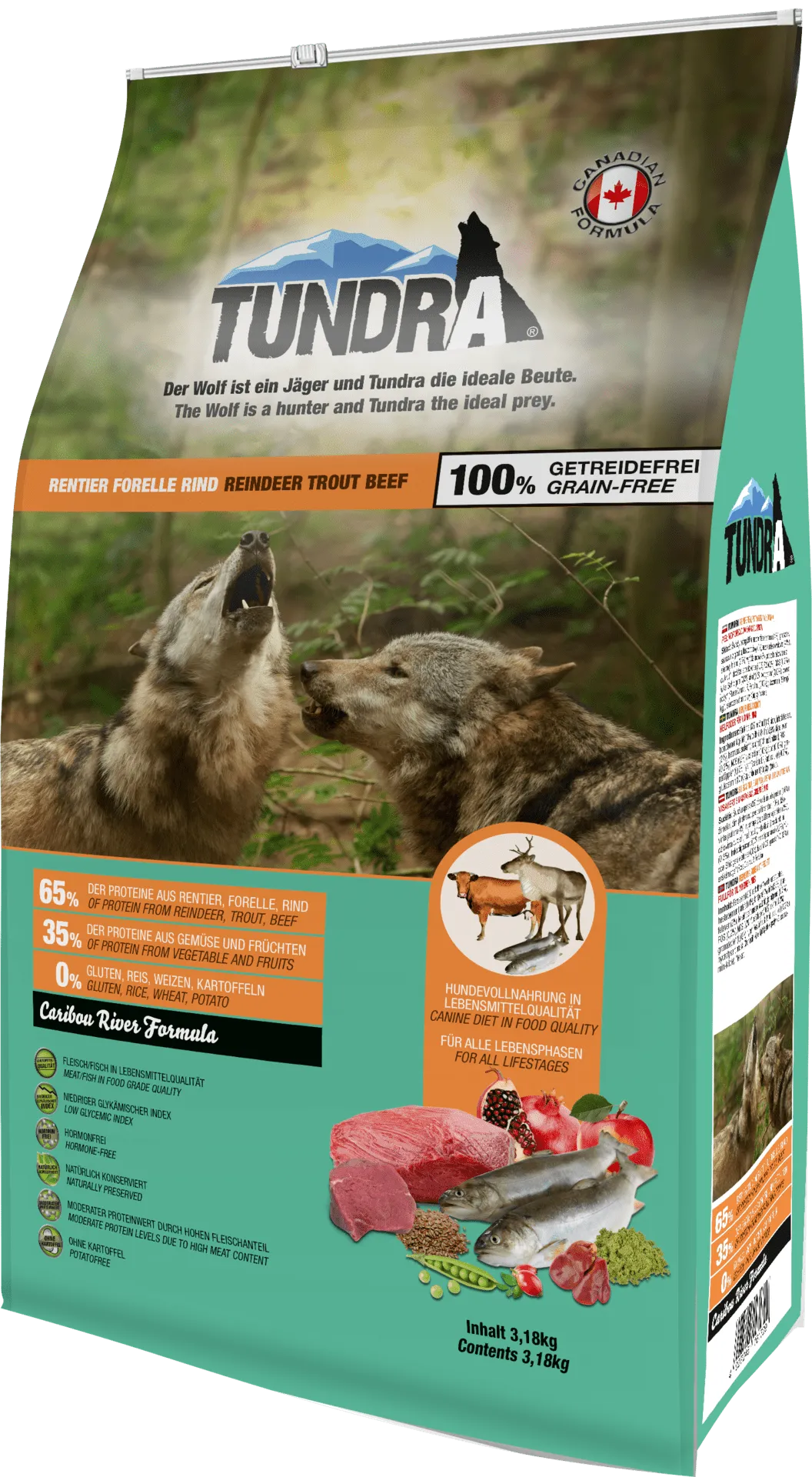 Tundra Deer Trout and Beef - Премиум суха храна за израснали кучета, без зърно, с еленско , пъстърва и говеждо месо, 3.18 кг.