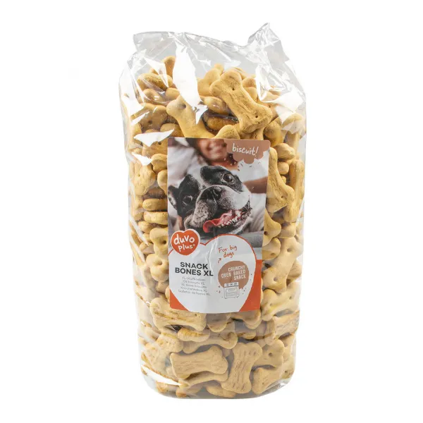 Duvo Plus Snack bones XL- Вкусно лакомство/награда за кучета, бисквити във вид на кокалчета, 2 кг.