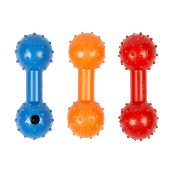 Duvo Plus Dog toy - Кучешка играчка - гумен дъмбел със звънче, 11 см. /три цвята