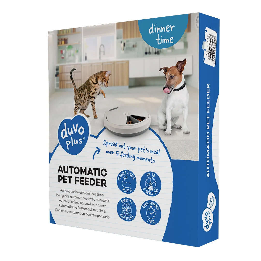 Duvo Plus - Автоматична хранилка за кучета и котки за 5 порции, 33 х 36 х 6 см. 3