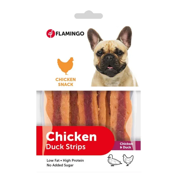Flamingo chick'n Duck Snack - Лакомство за кучета - снакс с вкусно пилешко и патешко месо, 85 гр./2 пакета