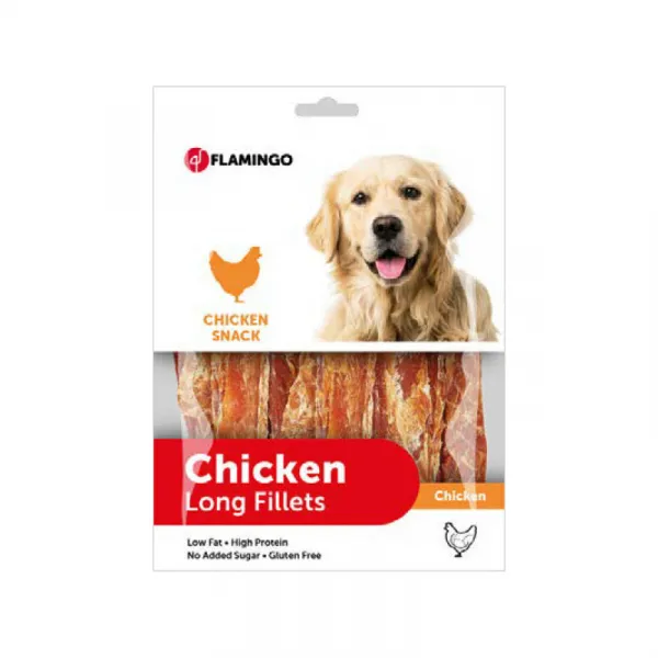 Flamingo Chick'n Snack Long - Вкусно лакомство за кучета ленти с пилешко филе, 70 гр./2 броя.