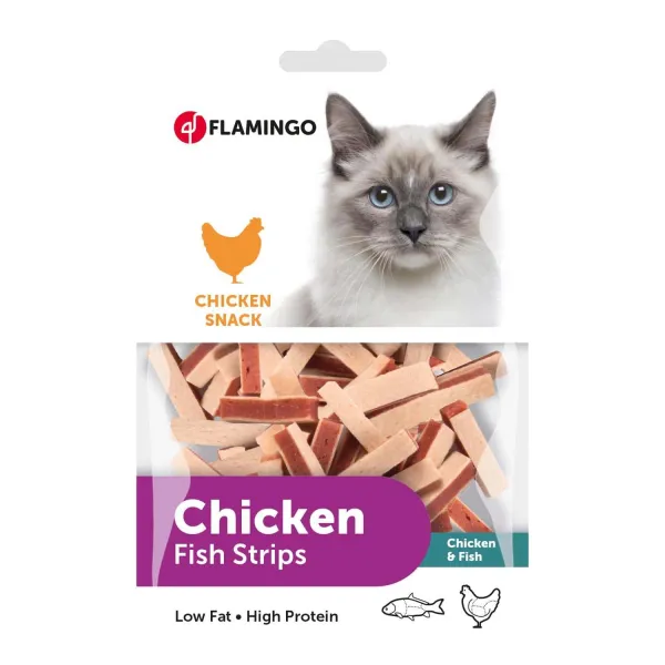 Flamingo Chick'n Sandwich - Вкусно лакомство за котки, сандвич от пилешко месо и морска треска, 85 гр./2 пакета