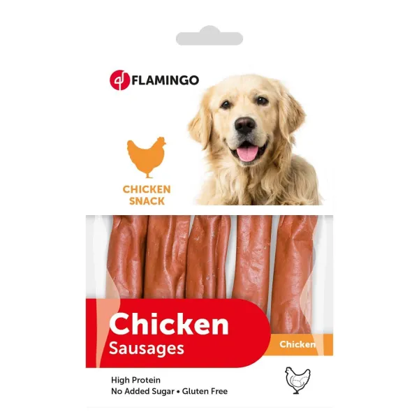 Flamingo Mini Sausages Chicken - Вкусно лакомство за кучета , мини наденички с пилешко месо, 85 гр. 2 пакета