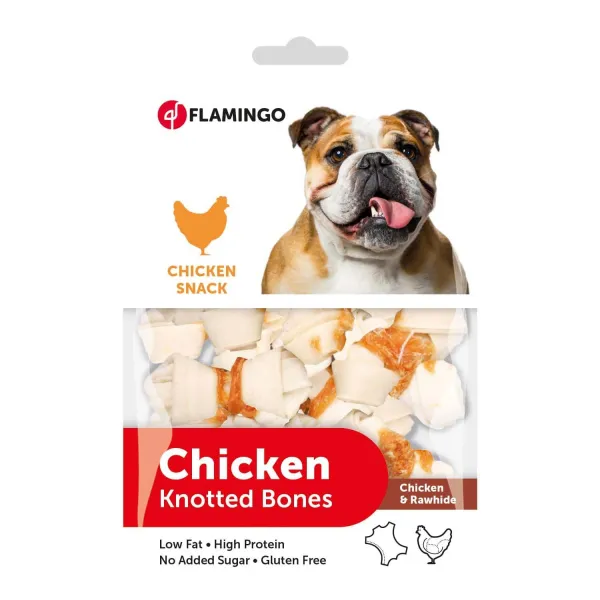 Flamingo Chicken Snack - Лакомство за кучета , вързани кокалчета с пилешко месо, 85 гр.
