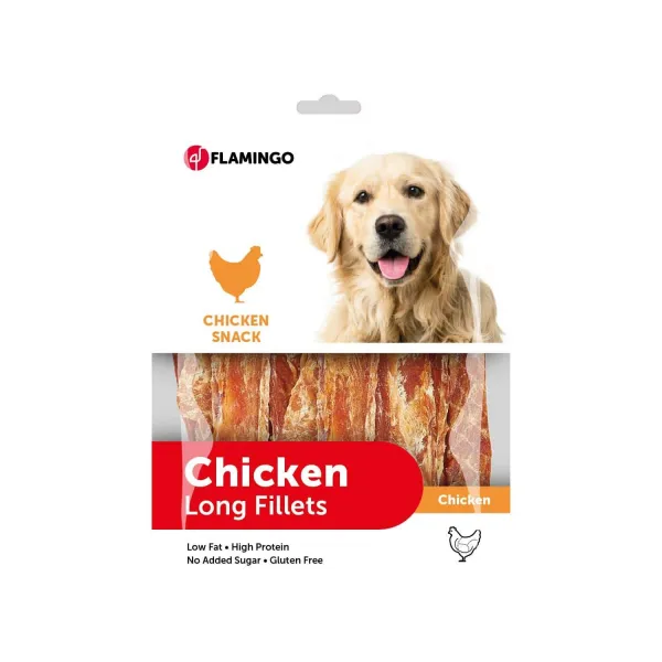 Flamingo Chicken Snack L - Лакомство за кучета , филета от пилешко месо, 400 гр.