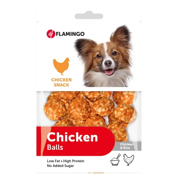 Flamingo Chick'n Snack - Вкусно лакомство за кучета, пилешки хапки с ориз,75 гр./2 пакета