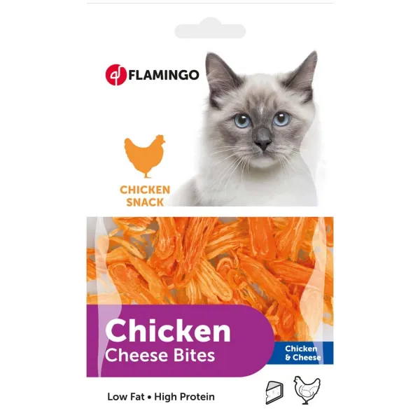 Flamingo Chicken and cheese - Лакомство за котки с пилешко месо и сирене, 85 гр.