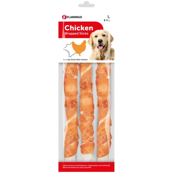 Flamingo Chicken wrap stick - Лакомство за кучета , вкусни пръчици с пилешко месо, 3 броя /280 гр.